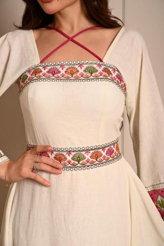 جلابيه كتان تطريز خيط