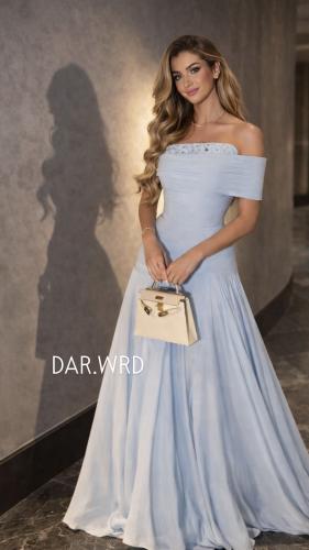 فستان شيفون تطريز يدوي