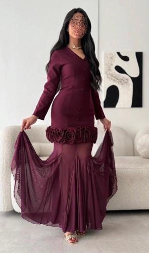 فستان خامه كريب باربي مع شيفون