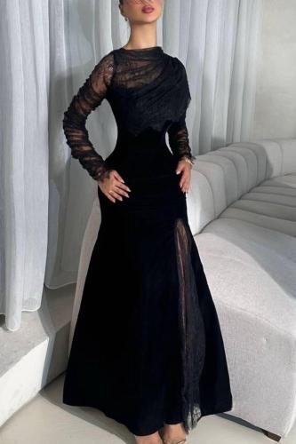 فستان مخمل ودانتيل