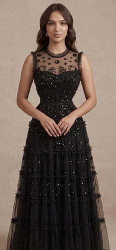 Tulle dress with hand embroidery