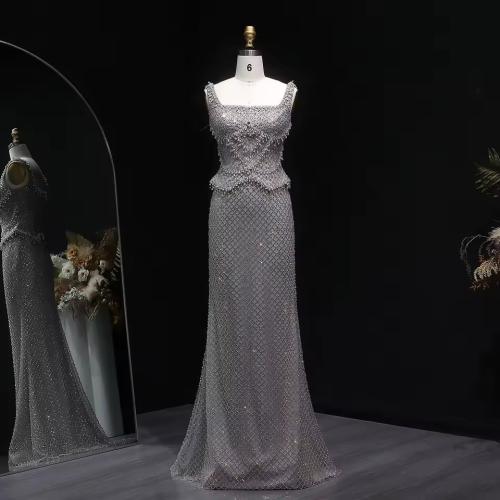 Elegant evening dress fully embroidered sleeveless