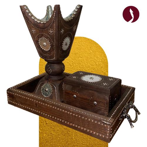 طقم إهداء ( مبخرة الهبة رشم+ علبة عود + صينية )