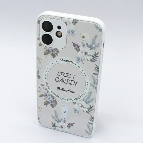 غلاف ابيض مع الورد وحماية الكاميرات