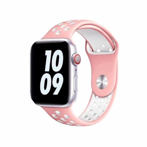 سوار سيليكون وردي وأبيض