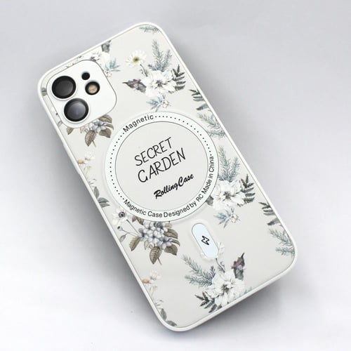 غلاف ابيض مع الورد وحماية الكاميرات