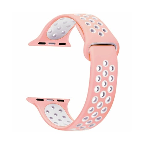 سوار سيليكون وردي وأبيض