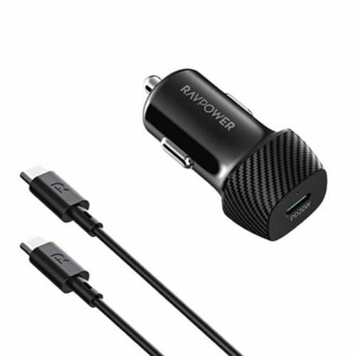 شاحن سيارة راف باور اسود 20W مع كابل USB-C إلى USB...