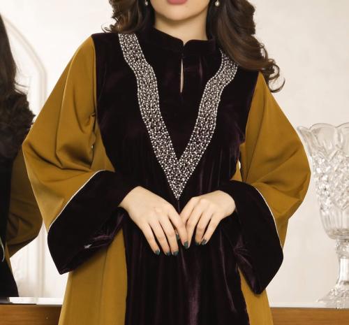 جلابيه بخام مخمل وكريب باربي