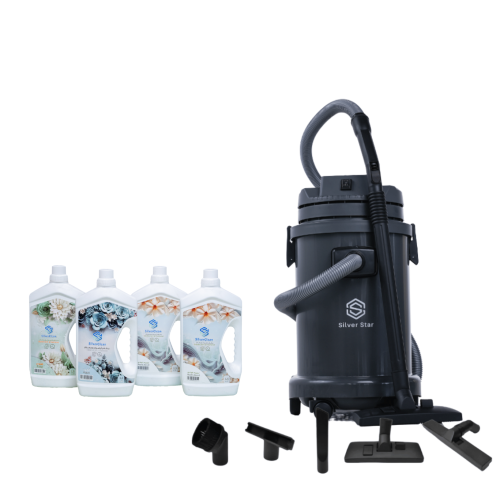 مكنسة سيلفر ستار للجاف والرطب 30 لتر + بكج معطر وم...