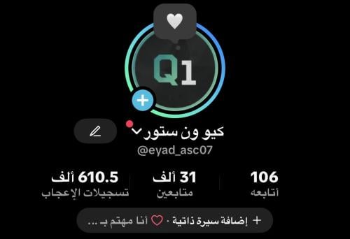 حساب تيك توك 31 الف متابع