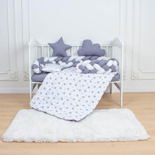 6-Piece Complete Quad-Braid Cotton Baby Crib Bedding Set