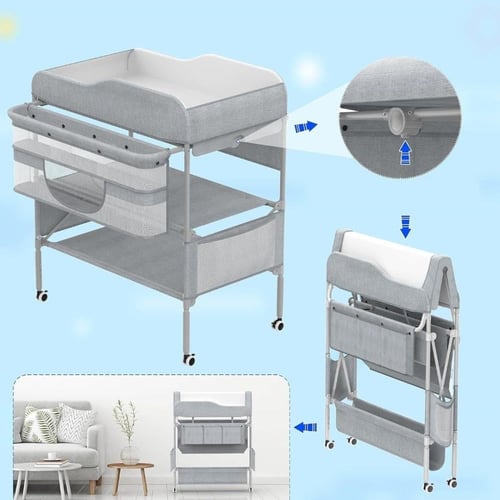 طاولة غيار وتنضيم اغراض الطفل قابلة للطي