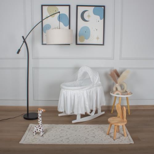 سرير استقبال شيّال قماش قطن وقاعدة هزاز امامي