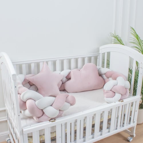 ضفيرة رباعية لسرير الطفل وردي