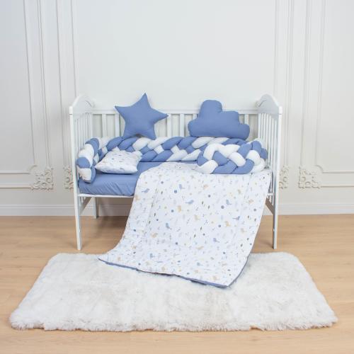 6-Piece Complete Quad-Braid Cotton Baby Crib Bedding Set