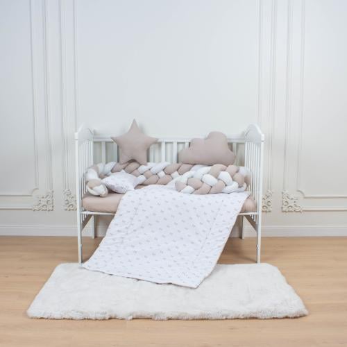 6-Piece Complete Quad-Braid Cotton Baby Crib Bedding Set