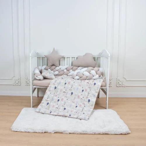 6-Piece Complete Quad-Braid Cotton Baby Crib Beddi...