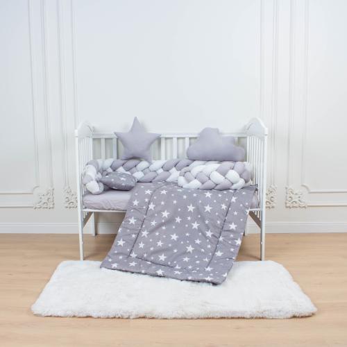 6-Piece Complete Quad-Braid Cotton Baby Crib Bedding Set