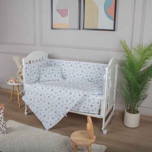 مفرش وحواجز لسرير الطفل 7 قطع قطن باكستاني