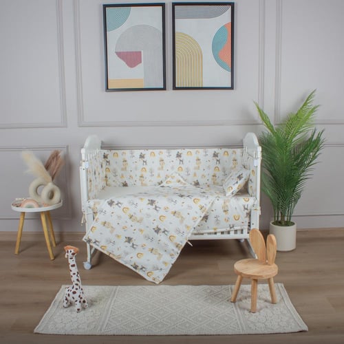 مفرش وحواجز لسرير الطفل 7 قطع قطن باكستاني