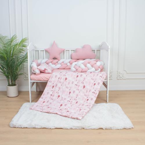 6-Piece Complete Quad-Braid Cotton Baby Crib Bedding Set