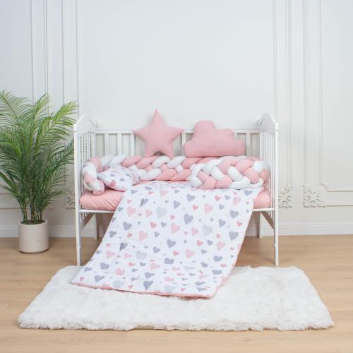 6-Piece Complete Quad-Braid Cotton Baby Crib Bedding Set