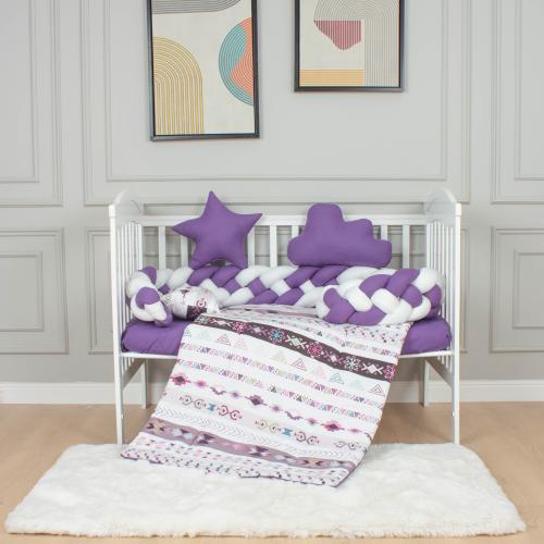 مفرش ضفيرة رباعية كامل لسرير الطفل 6 قطع قطن تركي 100%