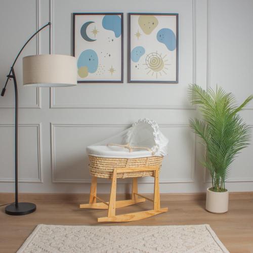 سلة موسى قش بتلبيسة قماش الفيسبوك اوف وايت