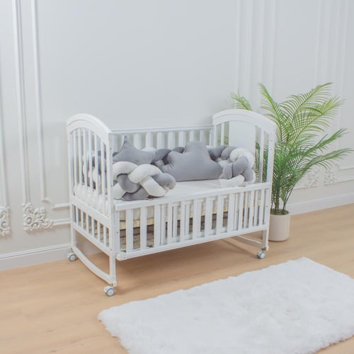 ضفيرة رباعية لسرير الطفل رمادي