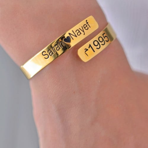 اسوارة مطلية ذهب عيار 21 مع اسمين من اختيارك