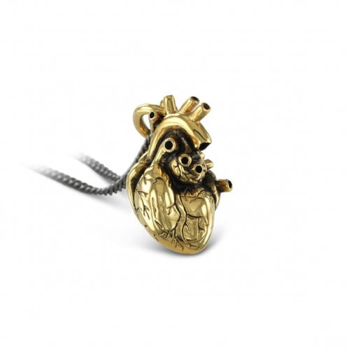 قلادة على شكل قلب حقيقي مطلية ذهب عيار 24 قيراط