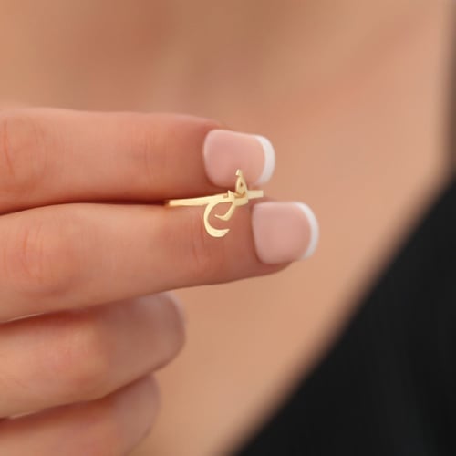 خاتم رقيق مطلي ذهب عيار 21