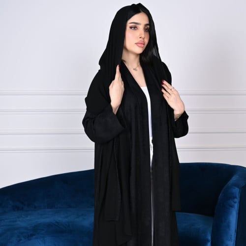 Pl35 عباية كريب جاكار مشجر كسرات