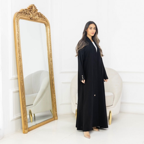 Pl17 عباية كريب بأزرار ذهبي