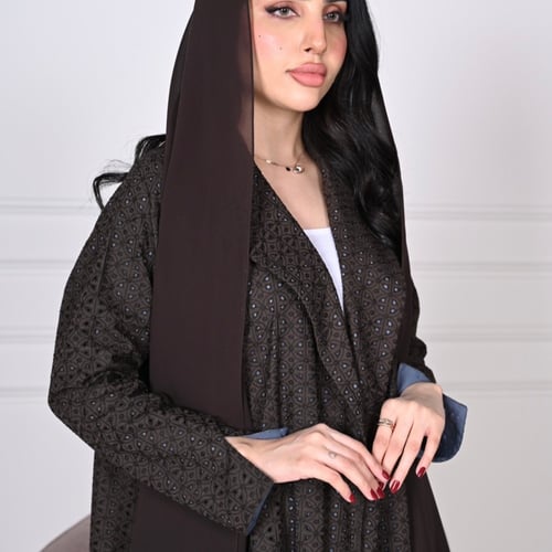 Pl36 عباية بليزر رسمي بقماش ركامة مبطن شيفون أزرق