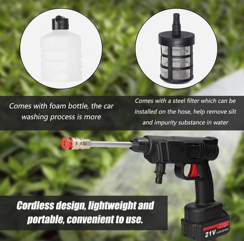 مكينة غسيل ضغط عالي يدويه للسيارة عبر شاحن 21 فولت