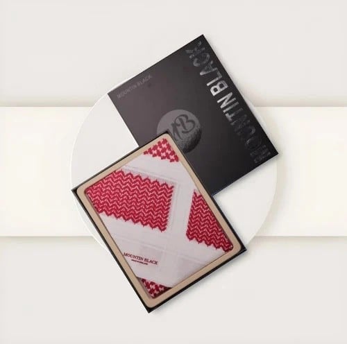 شماغ ماونتن بلاك أحمر غامق رسمي انجليزي 2024