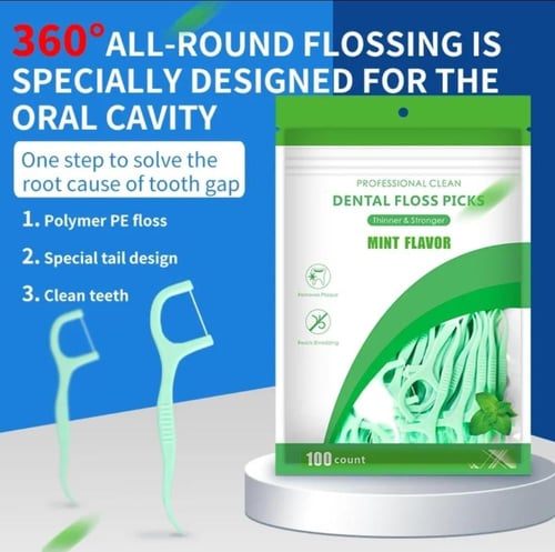 خيط تنظيف الأسنان بالنعناع – 100 قطعة