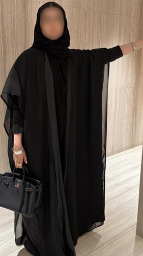 عباية كلوش بلاك بيري مع شيفون أسود B16