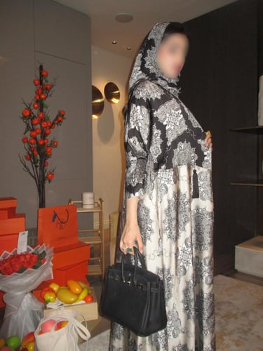 عباية نص كلوش اسود رمادي Noir |904