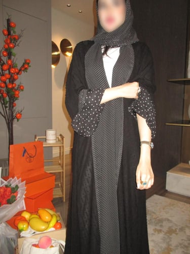 عباية نص كلوش شيفون مبطن dotted grace|903