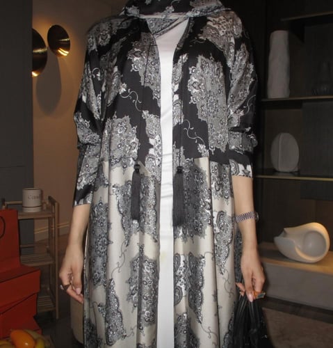 عباية نص كلوش اسود رمادي Noir |904