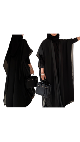 عباية كلوش بلاك بيري مع شيفون أسود B16