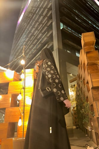 0203 - عباية ثريا - قماش شامواه شتوي