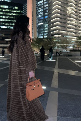 0207 - عباية دهناء بني - فرو كامل