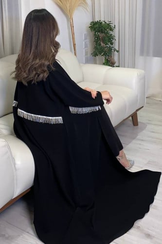 0603 - عباية أهداب فضي