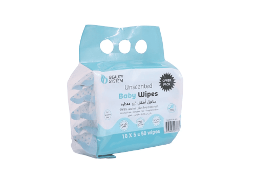 بيوتي سستم مناديل اطفال غير معطرة 5*10