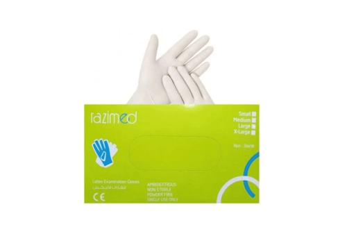 Large medical latex gloves without powder