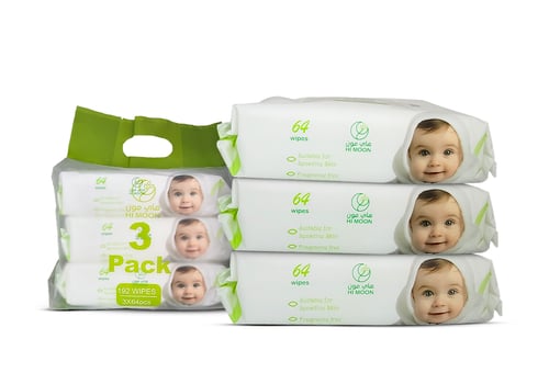 هاي مون مناديل مبللة للاطفال 3*64 حبة